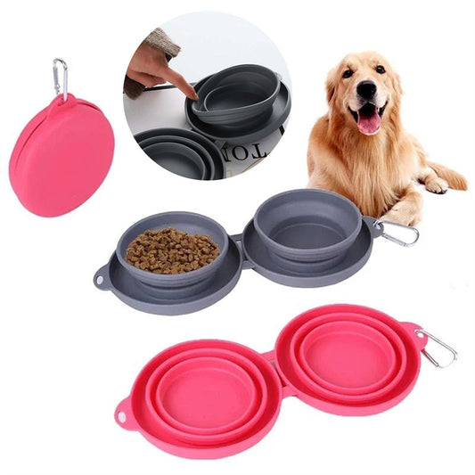 Pets Rubber Foldable Double Bowl - Petnify