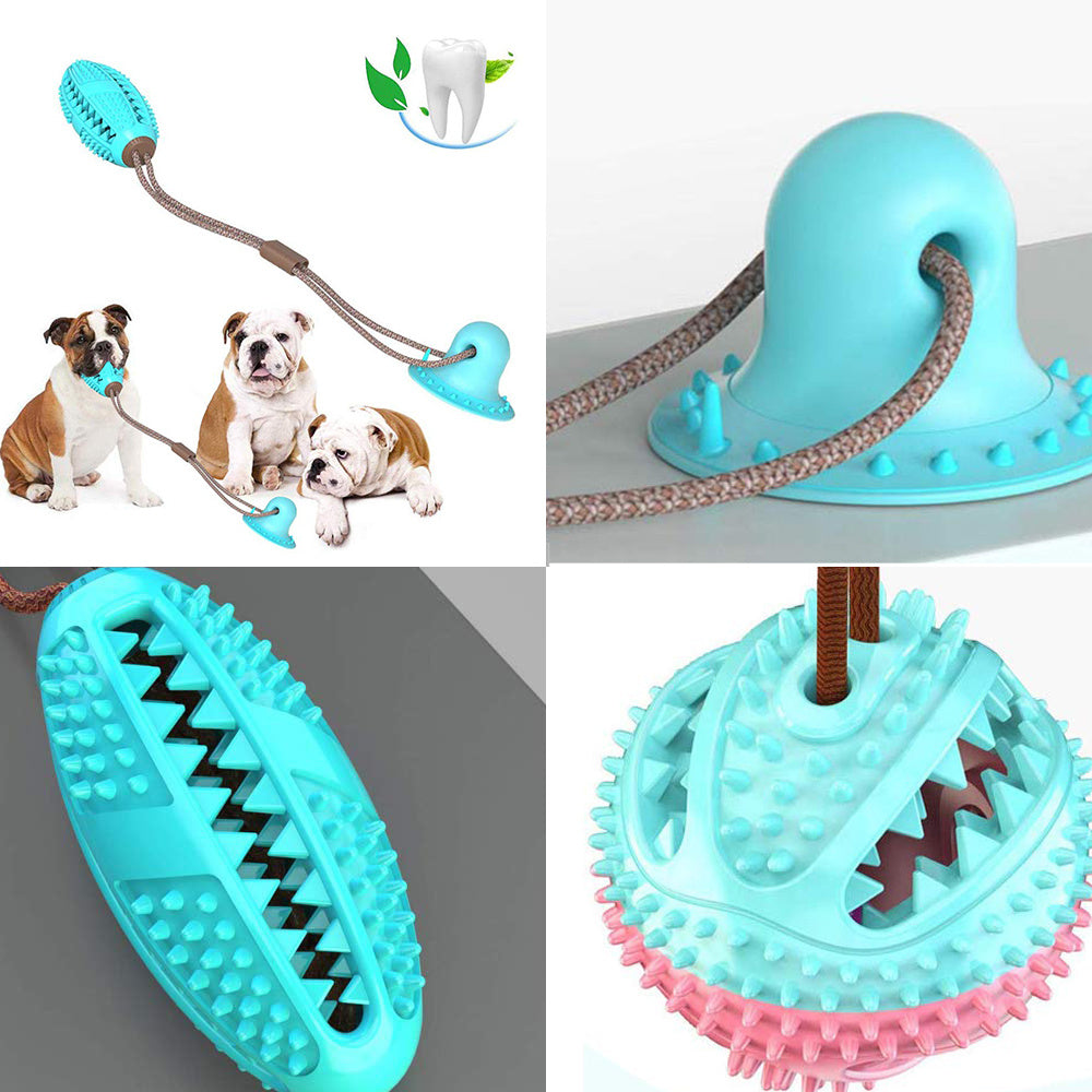 Dog Toys Silicon Suction Cup Tug Interactive Dog Ball Toy For Pet Chew Bite Tooth Cleaning Toothbrush Feeding Pet Supplies - Petnify